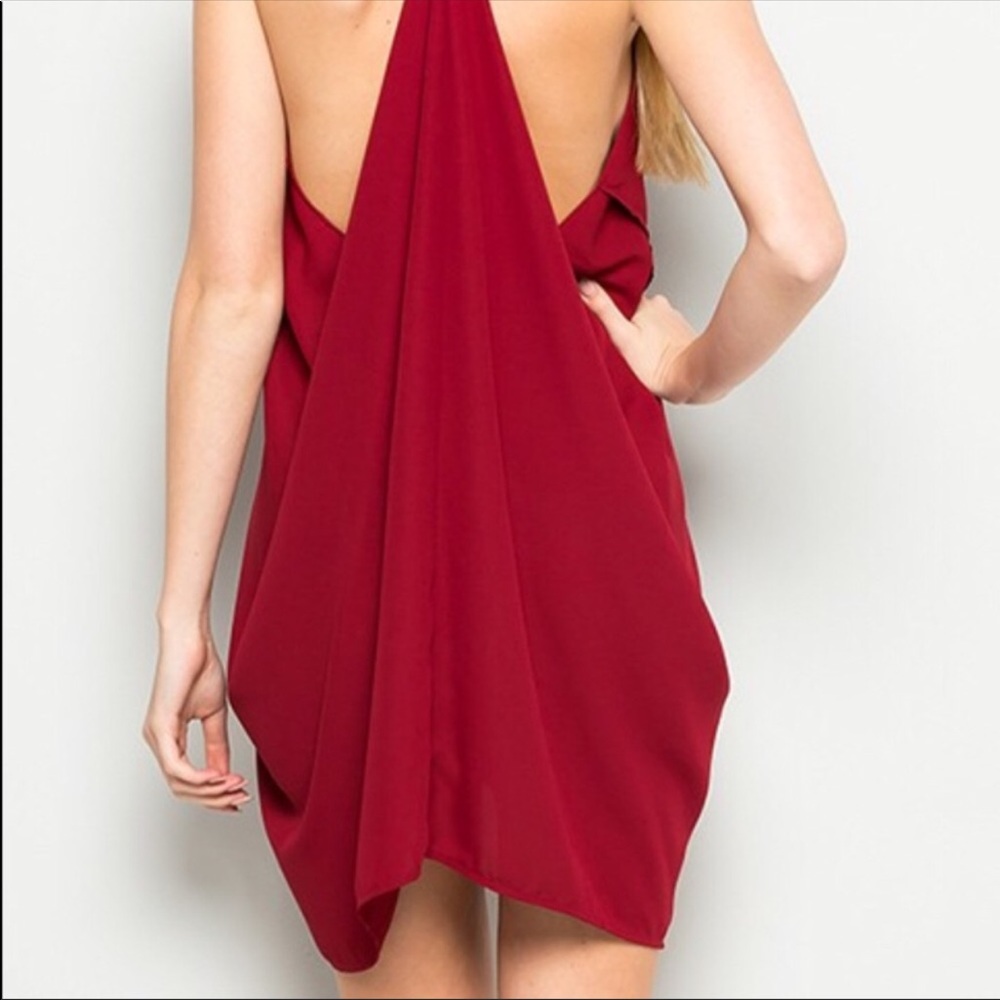 CY SEXY Burgundy Wine Ruffle TUNIC DRESS - Picture 2 of 5